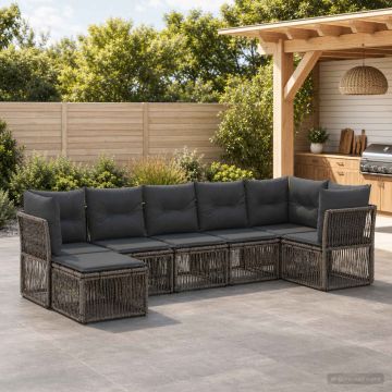 Set Divano da Giardino 7 pz Grigio polyrattan