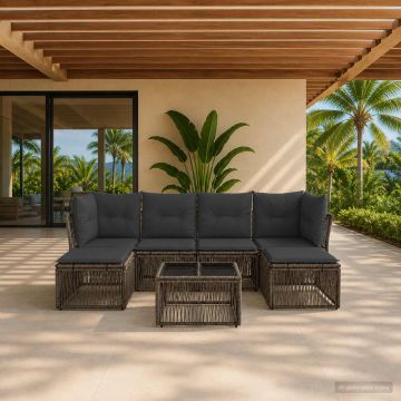 Set Divano da Giardino 7 pz Grigio polyrattan