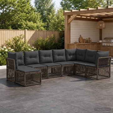 Set Divano da Giardino 8 pz Grigio polyrattan