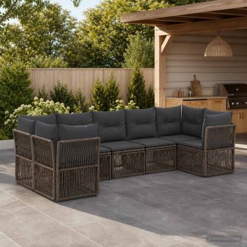 Set Divano da Giardino 7 pz 7-Numero di posti Grigio polyrattan