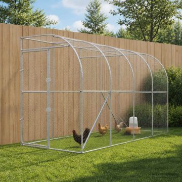 Gabbia per Polli Contro il Muro Argento 600 x 150 x 215 cm
