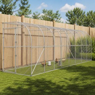 Gabbia per Polli Contro il Muro Argento 600 x 150 x 215 cm