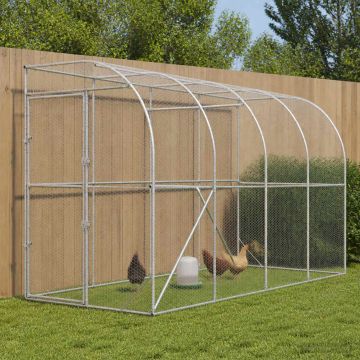 Gabbia per Polli Contro il Muro Argento 600 x 150 x 215 cm