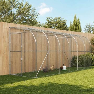 Gabbia per Polli Contro il Muro Argento 600 x 150 x 215 cm