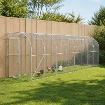Gabbia per Polli Contro il Muro Argento 600 x 150 x 215 cm