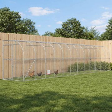 Gabbia per Polli Contro il Muro Argento 600 x 150 x 215 cm