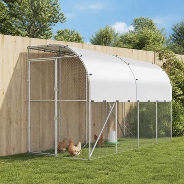 Gabbia per Polli Contro il Muro Argento 600 x 150 x 215 cm