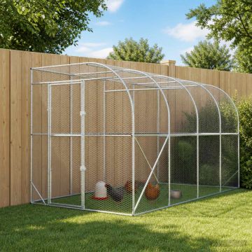 Gabbia per Polli Contro il Muro Argento 600 x 150 x 215 cm