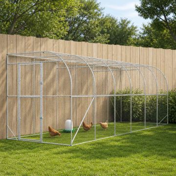 Gabbia per Polli Contro il Muro Argento 600 x 150 x 215 cm