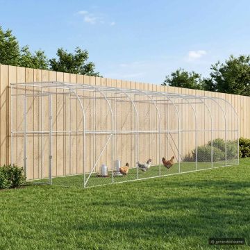Gabbia per Polli Contro il Muro Argento 600 x 150 x 215 cm