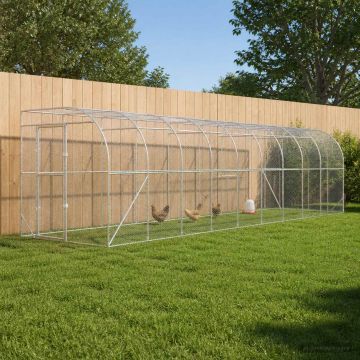 Gabbia per Polli Contro il Muro Argento 600 x 150 x 215 cm