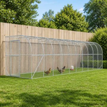 Gabbia per Polli Contro il Muro Argento 600 x 150 x 215 cm