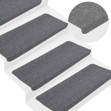 Tappetini Autoadesivi per Scale 15 pz 65x24,5x3,5 cm Grigio