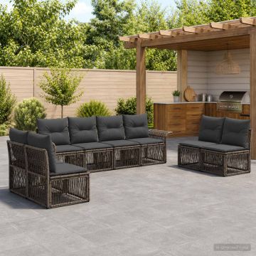 Set Divano da Giardino 8 pz Grigio polyrattan
