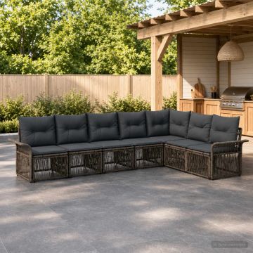 Set Divano da Giardino 7 pz Grigio polyrattan