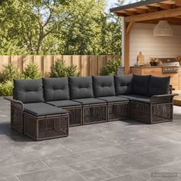 Set Divano da Giardino 7 pz Grigio polyrattan