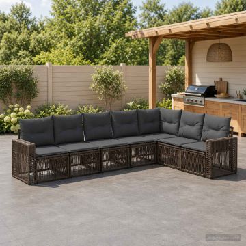 Set Divano da Giardino 7 pz Grigio e Grigio Scuro polyrattan