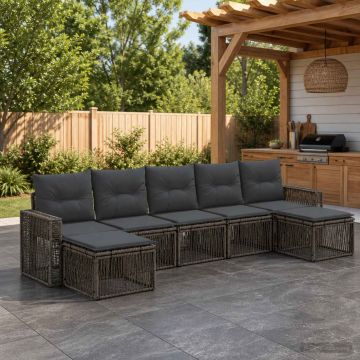 Set Divano da Giardino 7 pz Grigio e Grigio Scuro polyrattan