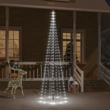 Albero di Natale Pennone Bianco Freddo 310 LED 300 cm
