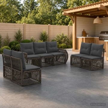 Set Divano da Giardino 7 pz Grigio e Grigio Scuro polyrattan