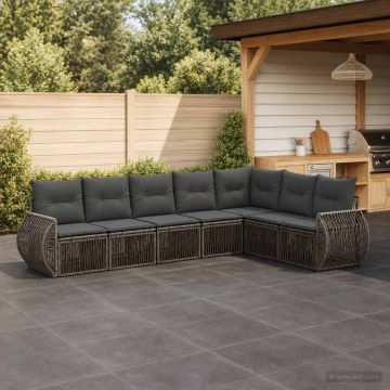 Set Divano da Giardino 7 pz Grigio e Grigio Scuro polyrattan