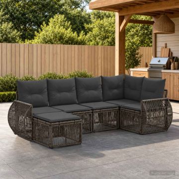 Set Divano da Giardino 6 pz Grigio e Grigio Scuro polyrattan