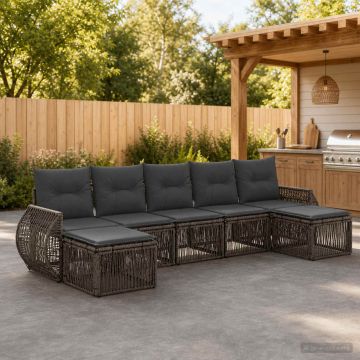 Set Divano da Giardino 7 pz Grigio e Grigio Scuro polyrattan