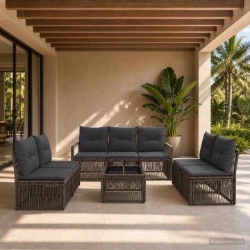 Set Divano da Giardino 8 pz Grigio polyrattan