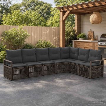 Set Divano da Giardino 7 pz Grigio polyrattan