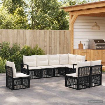 Set Divano da Giardino 8 pz Nero polyrattan