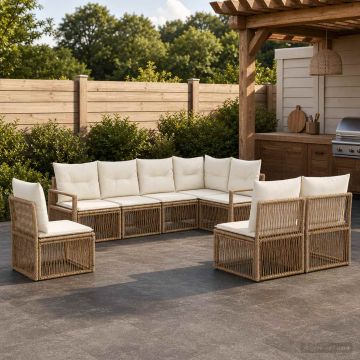 Set Divano da Giardino 8 pz Beige polyrattan
