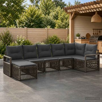 Set Divano da Giardino 7 pz Grigio polyrattan