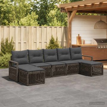 Set Divano da Giardino 7 pz Grigio polyrattan