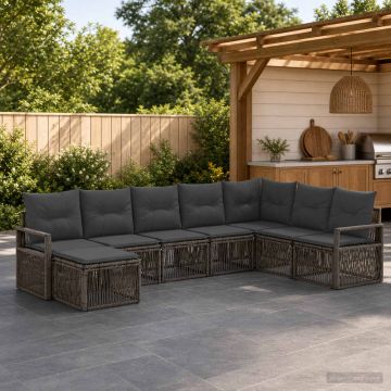 Set Divano da Giardino 8 pz Grigio polyrattan