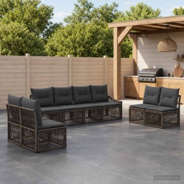 Set Divano da Giardino 8 pz Grigio polyrattan