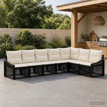 Set Divano da Giardino 7 pz Nero polyrattan