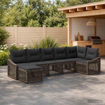 Set Divano da Giardino 7 pz Grigio polyrattan
