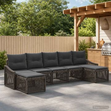 Set Divano da Giardino 7 pz Grigio polyrattan