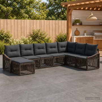 Set Divano da Giardino 8 pz Grigio polyrattan