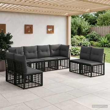 Set di divani da esterno Nero Poliestere