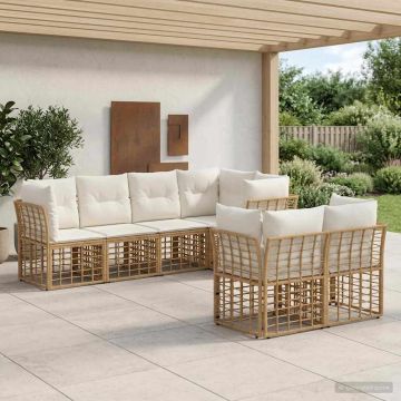Set di divani da esterno 7 pz Naturale Poliestere