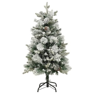 Albero di Natale Innevato Preilluminato Pigne 120cm in PVC e PE