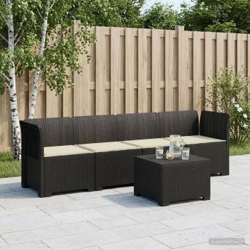 Divano da Giardino a 4 Posti con Cuscini in Stile Rattan PP