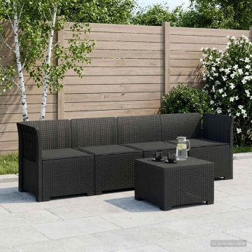 Divano da Giardino a 4 Posti con Cuscini in Stile Rattan PP