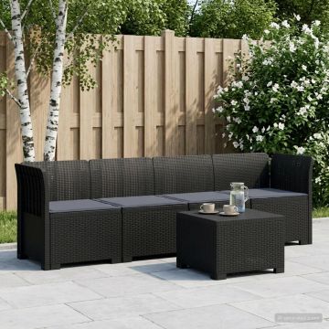 Divano da Giardino a 4 Posti con Cuscini in Stile Rattan PP