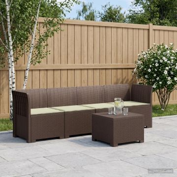 Divano da Giardino a 4 Posti con Cuscini in Stile Rattan PP