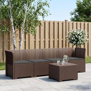 Divano da Giardino a 4 Posti con Cuscini in Stile Rattan PP
