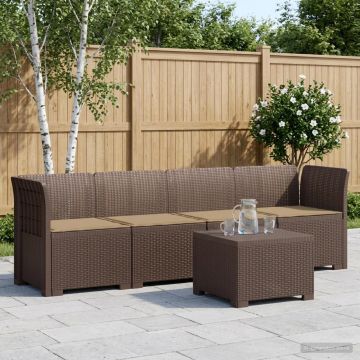Divano da Giardino a 4 Posti con Cuscini in Stile Rattan PP