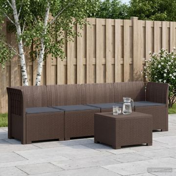 Divano da Giardino a 4 Posti con Cuscini in Stile Rattan PP
