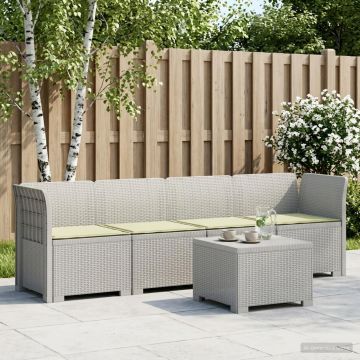 Divano da Giardino a 4 Posti con Cuscini in Stile Rattan PP